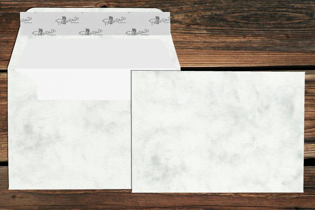 Briefhüllen mit Seidenfutter C6 114x162 mm Haftklebend Grau Marmora 100 g/qm